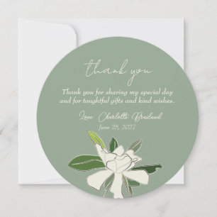 Cartão De Agradecimento Jardim Floral Branco Gardenia Simples Chuva de Noi