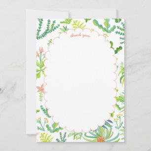 Cartão De Agradecimento Jardim na Selva Aquarela PERSONALIZADO CHÁ DE NOIV