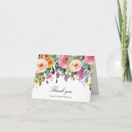 Cartão De Agradecimento Jardim Romântico Floral Aquarela Obrigado