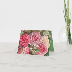 Cartão De Agradecimento Jardim Rosa vitoriano - Sangue rosa Pastel