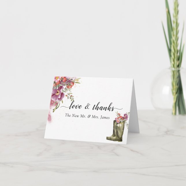 Cartão De Agradecimento Jardim Secreto | Dourado Confetti Elegant Floral (Frente)