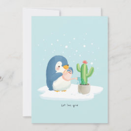 Cartão De Agradecimento Jardineiro de Pinguim de Inverno Deixe o Amor Cres