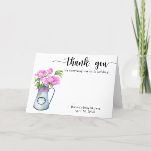 Cartão De Agradecimento Jarra de aguarela de flores obrigado baby shower