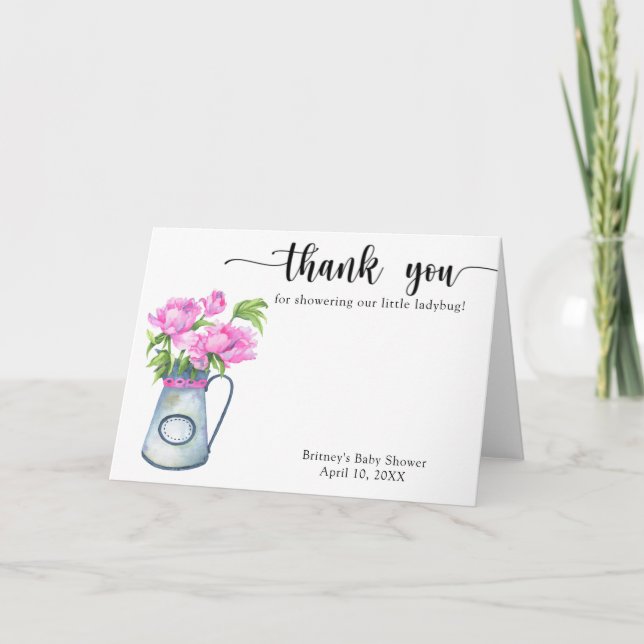 Cartão De Agradecimento Jarro de aquarela obrigado chá de fraldas (Frente)