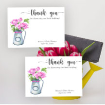 Jarro de flores em aquarela obrigado baby shower