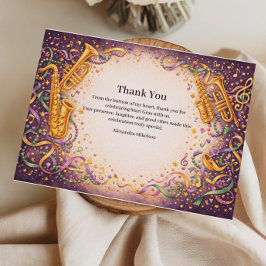 Cartão De Agradecimento Jazz Music Mardi Gras Masquerade