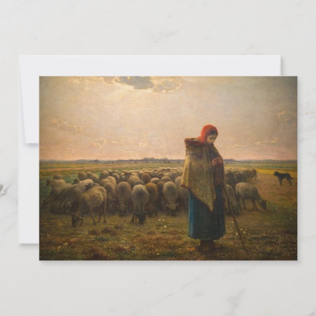 Cartão De Agradecimento Jean-Francois Millet - Shepherdess e Flock 1863 (Frente)