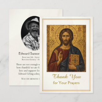 Cartão De Agradecimento Jesus Cristo e os Evangelhos Funeral Ortodoxo