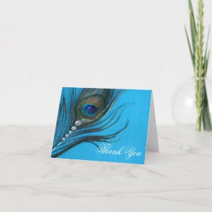 Cartão De Agradecimento Jewel Peacock Feather Obrigado