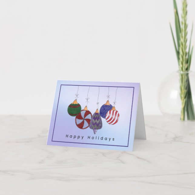 Cartão De Agradecimento Jewel-Tone Doodle Ornaments Holiday Card (Frente)
