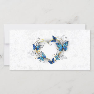 Cartão De Agradecimento Jewelry Heart with Butterflies Morpho