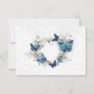 Cartão De Agradecimento Jewelry Heart with Butterflies Morpho