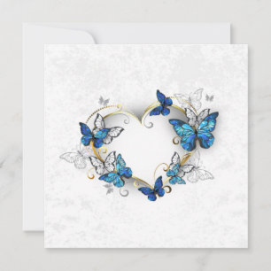 Cartão De Agradecimento Jewelry Heart with Butterflies Morpho