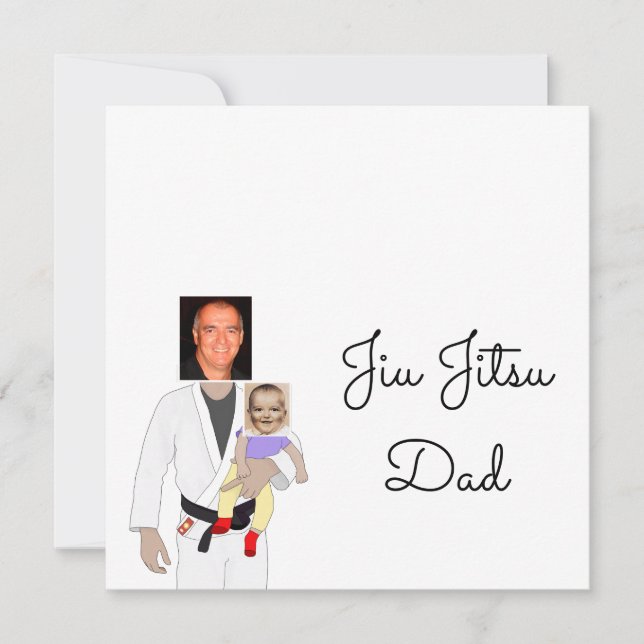 Cartão De Agradecimento Jiu Jitsu Dad Custom Photos and Handwritten Text (Frente)