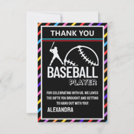 Cartão De Agradecimento Jogador de baseball, Festa de aniversário de beise