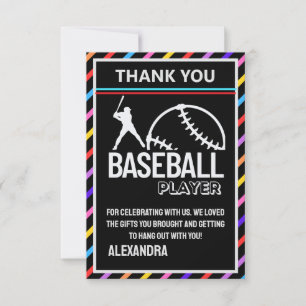 Cartão De Agradecimento Jogador de baseball, Festa de aniversário de beise