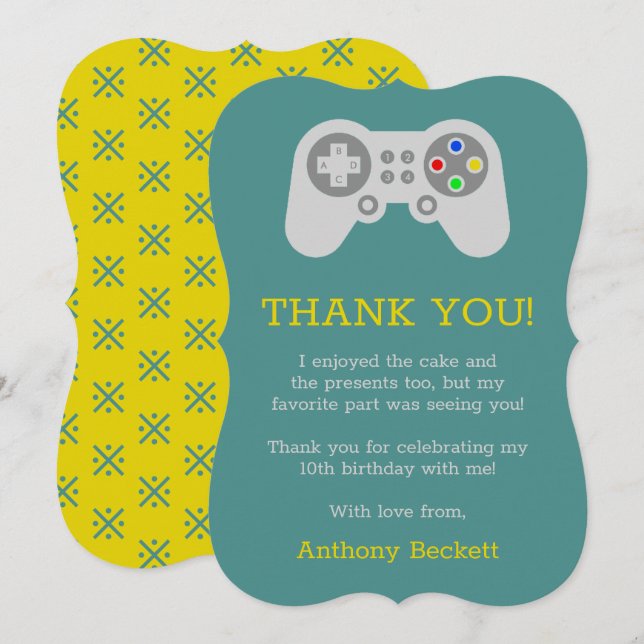 Cartão De Agradecimento Jogador moderno de qualquer idade (Frente/Verso)