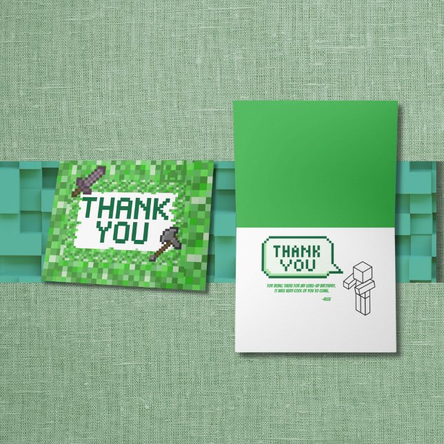 Cartão De Agradecimento Jogador Pixelado Verde Edifício Dobrado Obrigado  (Criador carregado)