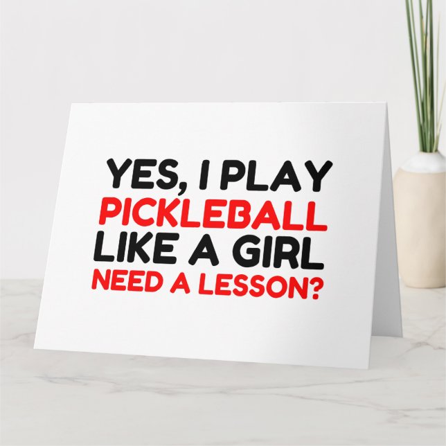 CARTÃO DE AGRADECIMENTO JOGAR PICKLEBALL COMO UMA GAROTA PRECISA DE UMA LI (Frente)