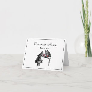 Cartão De Agradecimento Jogos do conselho Dois gatos jogando Chess Match R