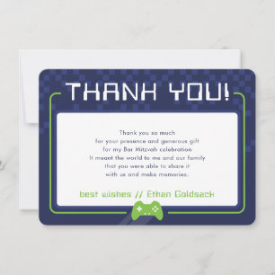 Cartão De Agradecimento JOGOS MODERNOS OBRIGADO azul marinho neon verde