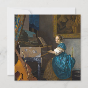 Cartão De Agradecimento Johannes Vermeer - Lady Sentada em uma Virgem
