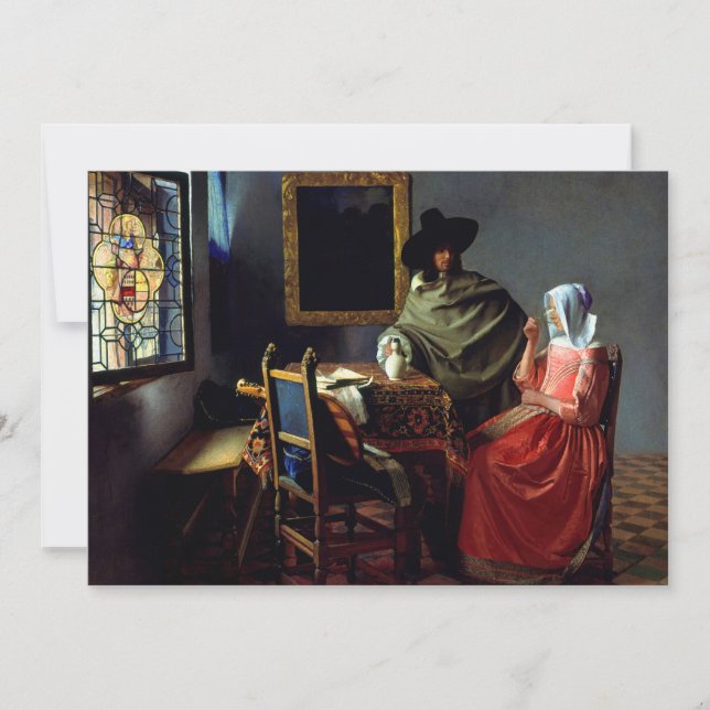 Cartão De Agradecimento Johannes Vermeer - O Vidro do Vinho (Frente)