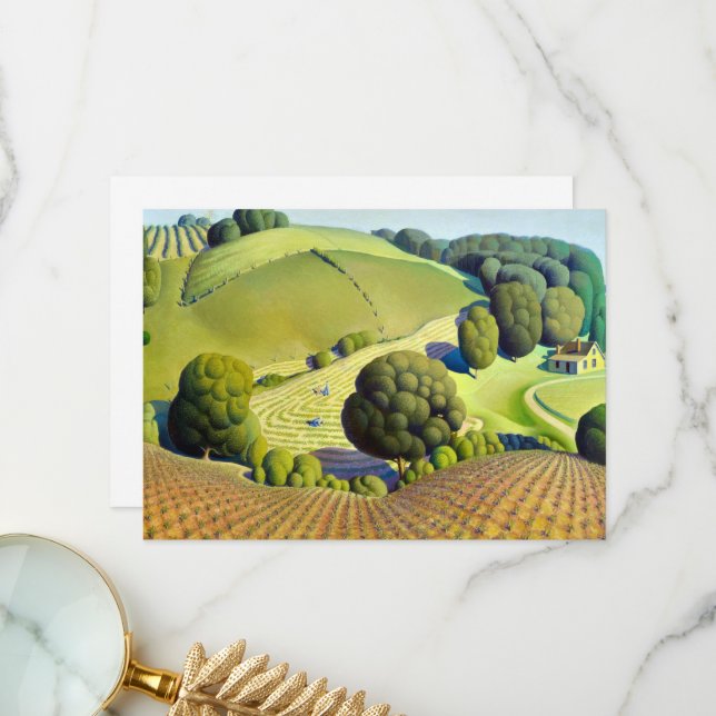 Cartão De Agradecimento Jovem Milho por Grant Wood (Frente/Verso In Situ)