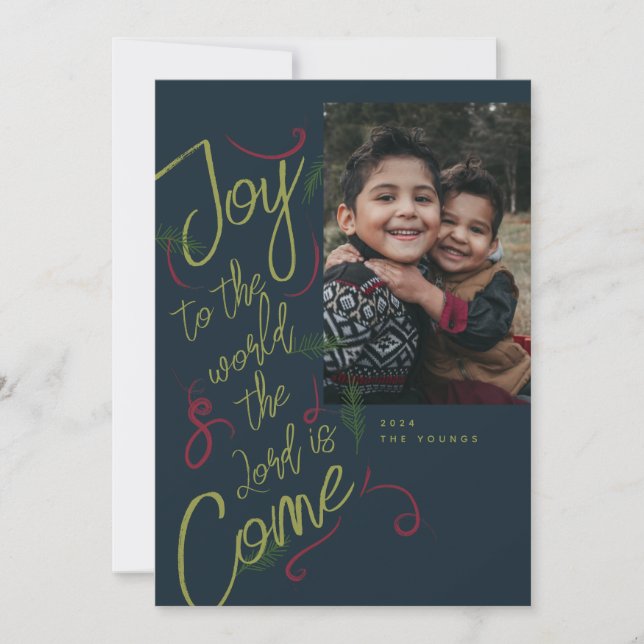 Cartão De Agradecimento Joy To The World Photo Christmas Card (Frente)