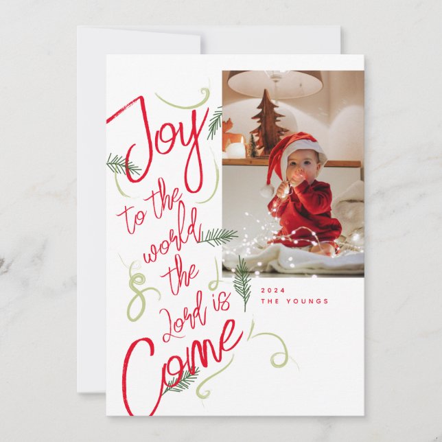 Cartão De Agradecimento Joy To The World Photo Christmas Card (Frente)