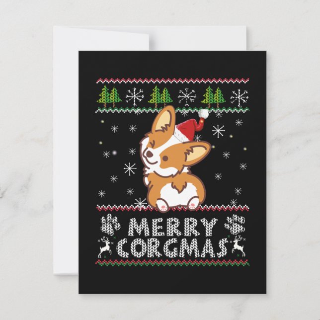 Cartão De Agradecimento Joyeux Corgmas Noel Corgi (Frente)