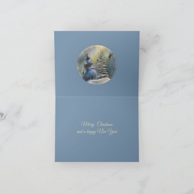 Cartão De Agradecimento Joyful Snowman 4 x 5.6" (Interior)