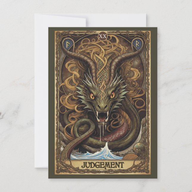 Cartão De Agradecimento Judgement Norse Tarot Art Flat Thank You Card (Frente)