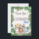 Cartão De Agradecimento Jungle Safari Birthday<br><div class="desc">Expresse sua gratidão com um toque de charme selvagem através do nosso Cartões de agradecimentos de aniversário da Selgle Safari—um símbolo de apreço sincero que traz a beleza indomável da selva às suas palavras. Este cartões de agradecimentos não é apenas uma nota; é uma jornada caprichosa de volta à celebração...</div>