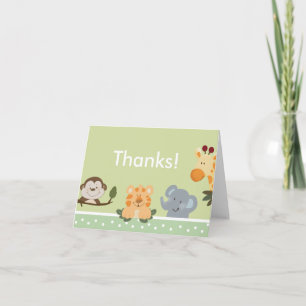Cartão De Agradecimento JUNGLE SAFARI GREEN  Folded Thank you note