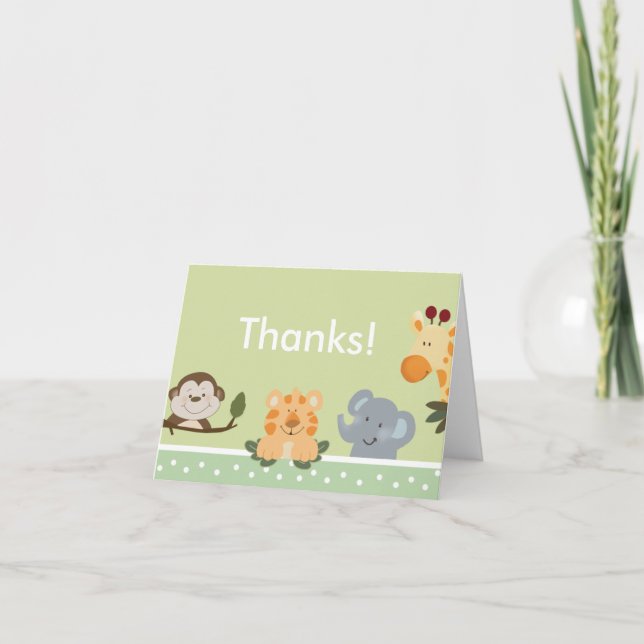 Cartão De Agradecimento JUNGLE SAFARI GREEN  Folded Thank you note (Frente)