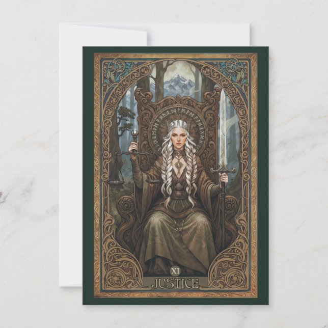 Cartão De Agradecimento Justice Tarot Art Flat Thank You Card (Frente)