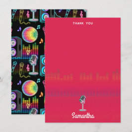 Cartão De Agradecimento Karaoke Glow Singing Music Custom Name