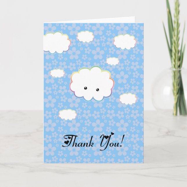 Cartão de Agradecimento Kawaii Cloudy (Frente)