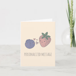 Cartão De Agradecimento Kawaii Mirtilo e Morango Apaixonados