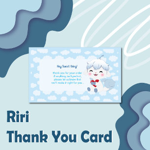 Cartão de Agradecimento Kawaii Riri para Pequenos