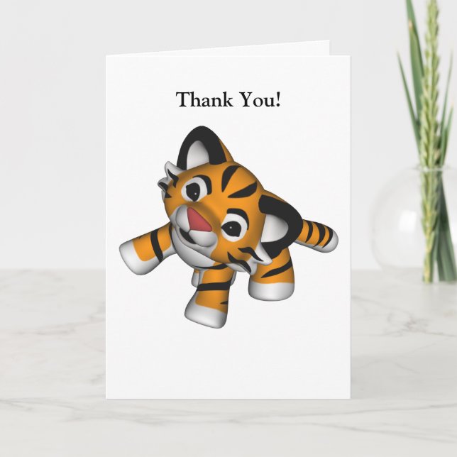 Cartão De Agradecimento Kawaii Tiger Thank You Card (Frente)