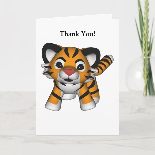 Cartão De Agradecimento Kawaii Tiger Thank You Card (Frente)
