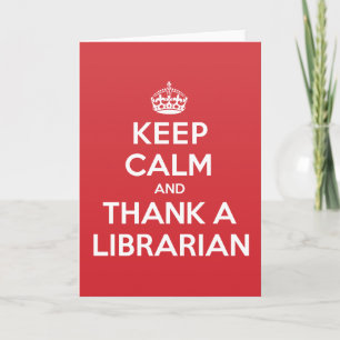 Cartão De Agradecimento Keep Calm Thank Librarian Greeting Note Card