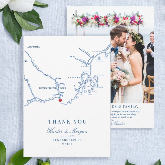 Cartão De Agradecimento Kennebunkport Maine Wedding Flat (These flat Kennebunkport Maine Wedding Thank You Cards are perfect for your destination wedding)
