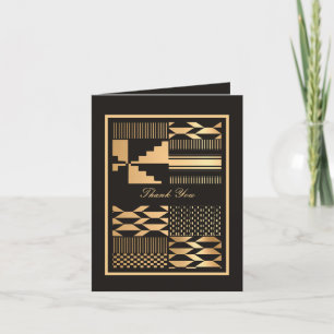 Cartão De Agradecimento Kente Preto e Dourado
