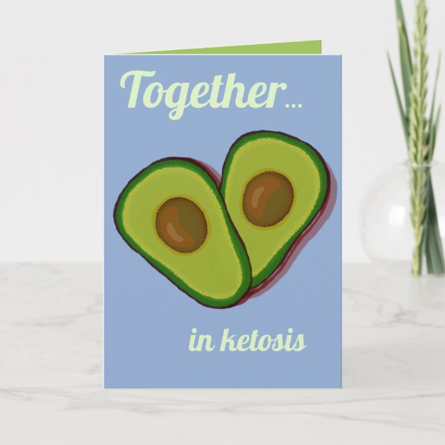 Cartão De Agradecimento Keto Casal Green Avocado Heart in Love (Frente)