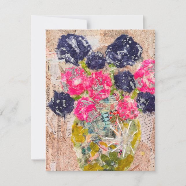 Cartão De Agradecimento KHS Whimsical Floral Paper Collage Mixed   (Frente)
