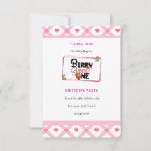 Kids Berry Sweet One Party Obrigado-you Card