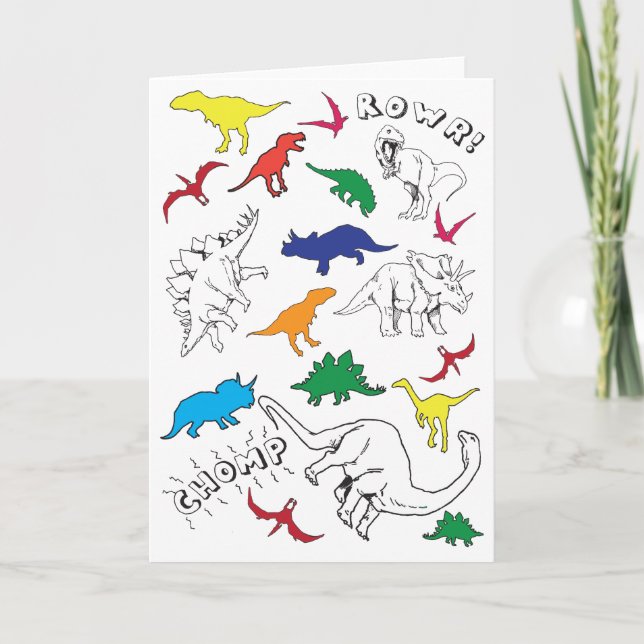 Cartão De Agradecimento Kids Dinosaur Birthday Card (Frente)